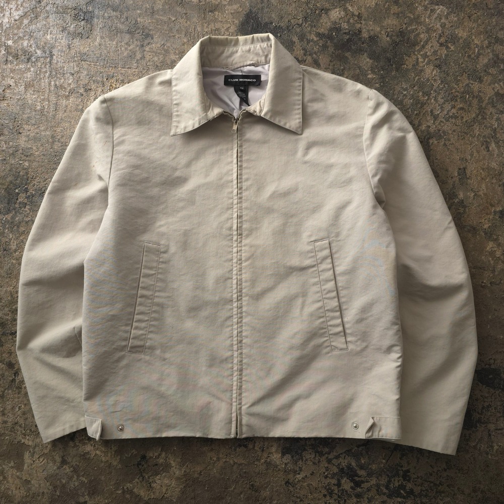 Vintage 2000s Club Monaco Beige Harrington Jacket Medium Full Zip